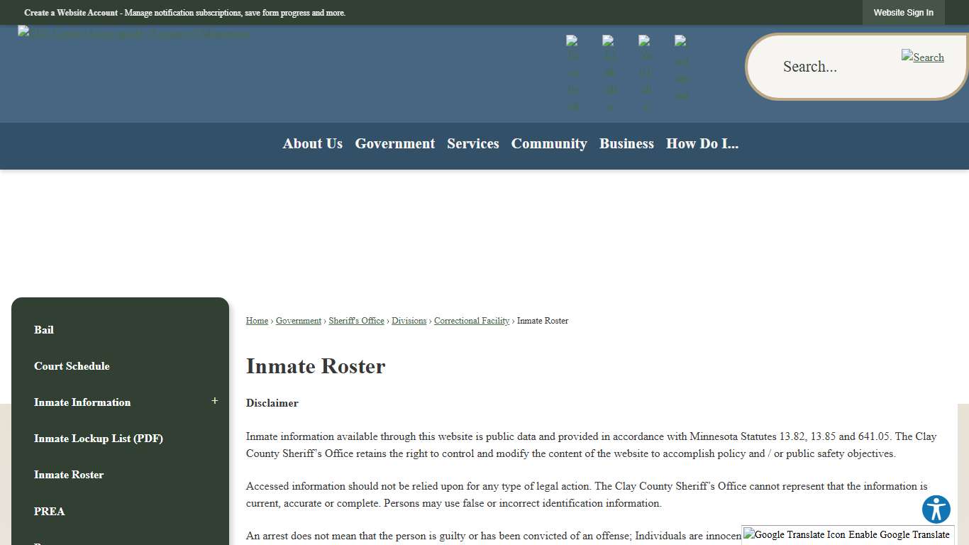 Inmate Roster | Clay County, MN - Official Website
