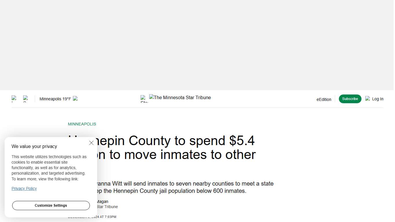 Hennepin County to spend $5.4 million to move inmates to other jails